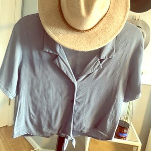 Front tie button up crop top